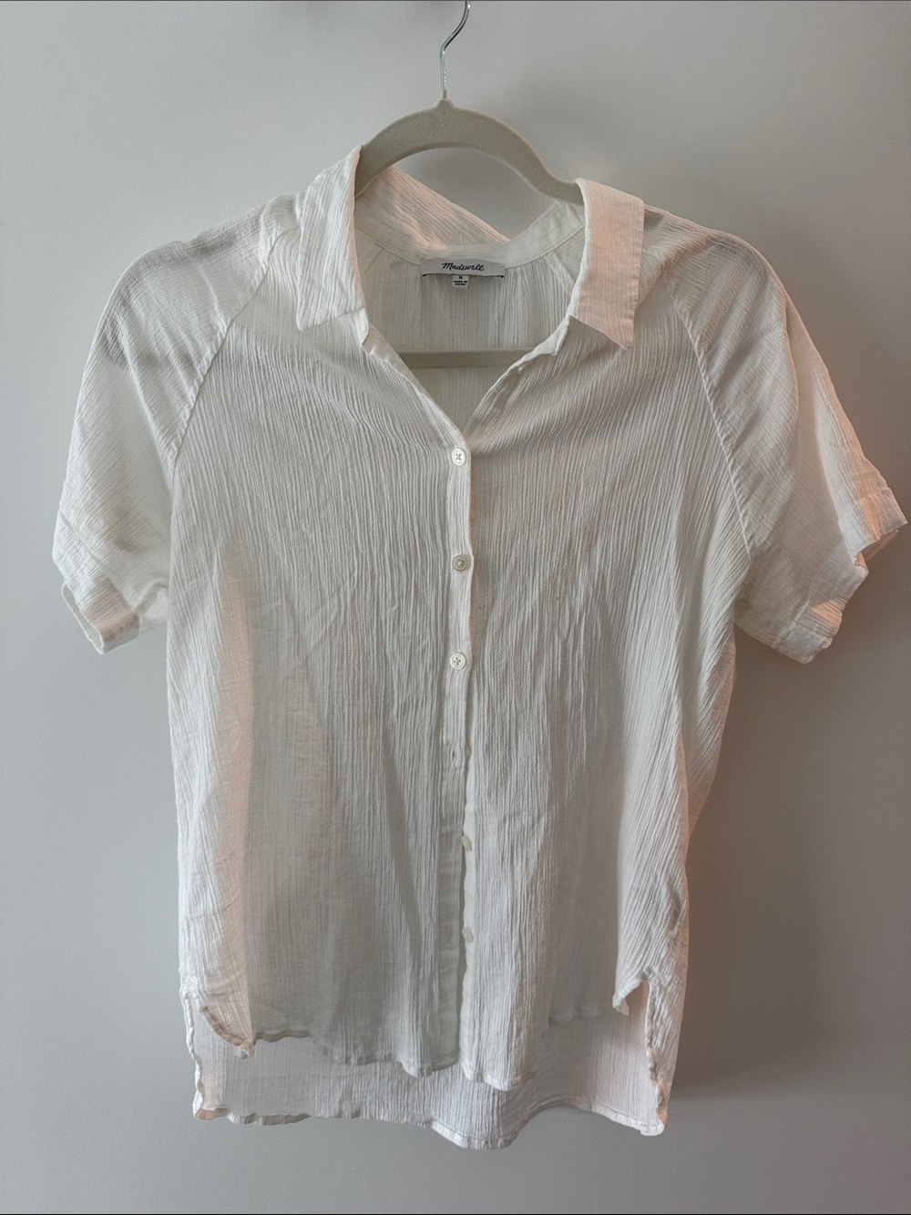 Madewell Cream Short-Sleeve Button-Front Blouse